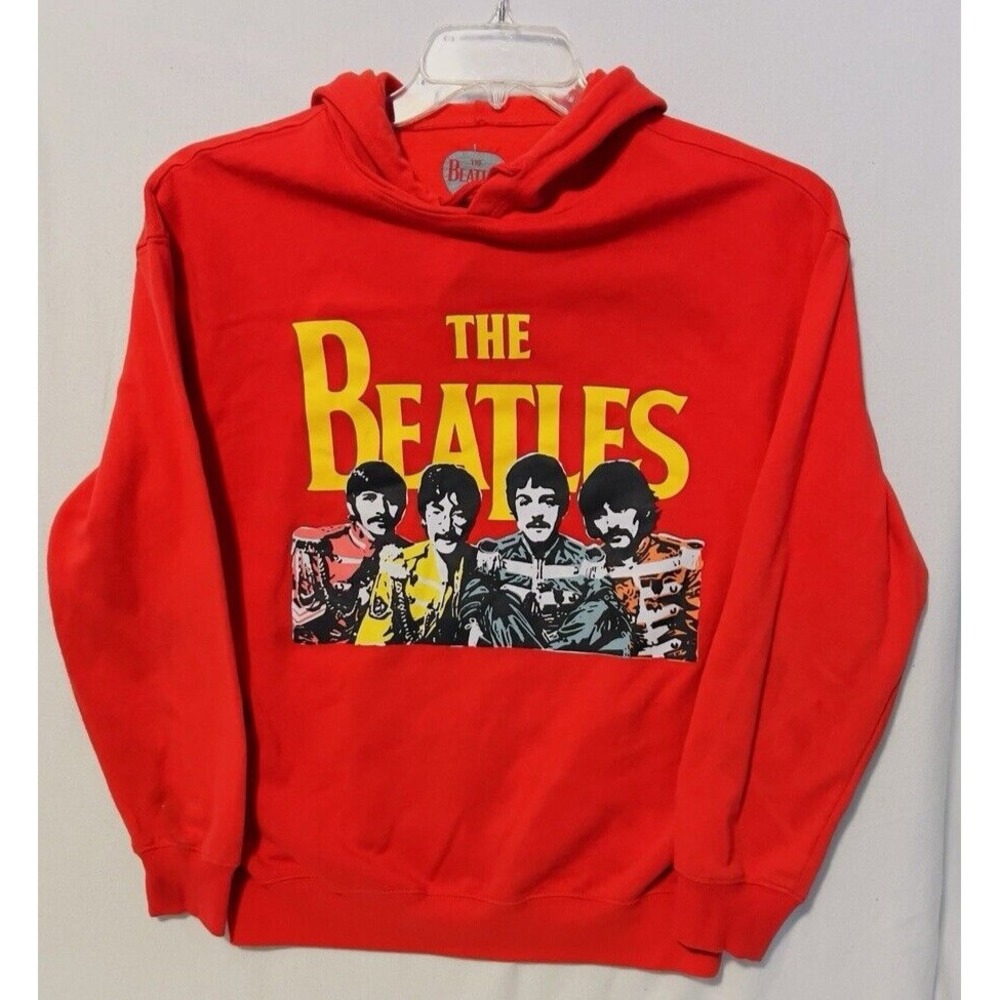 The Beatles Hoodie Unisex Small Red Yellow Sweatshirt Pullover Graphic Faces